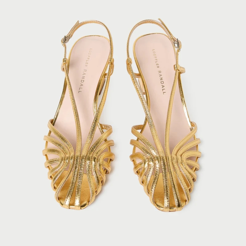 Loeffler Randall Gold Strappy Block Heels - Picture 6 of 6